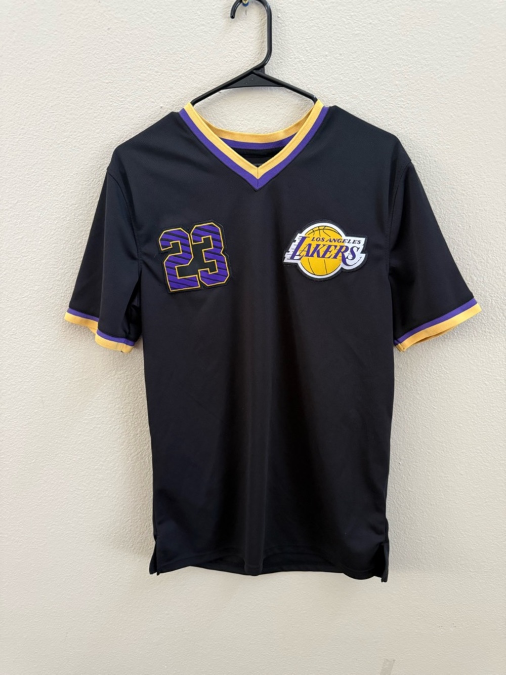 Lakers LeBron James  Black Jersey Top with Purple & Gold Trim